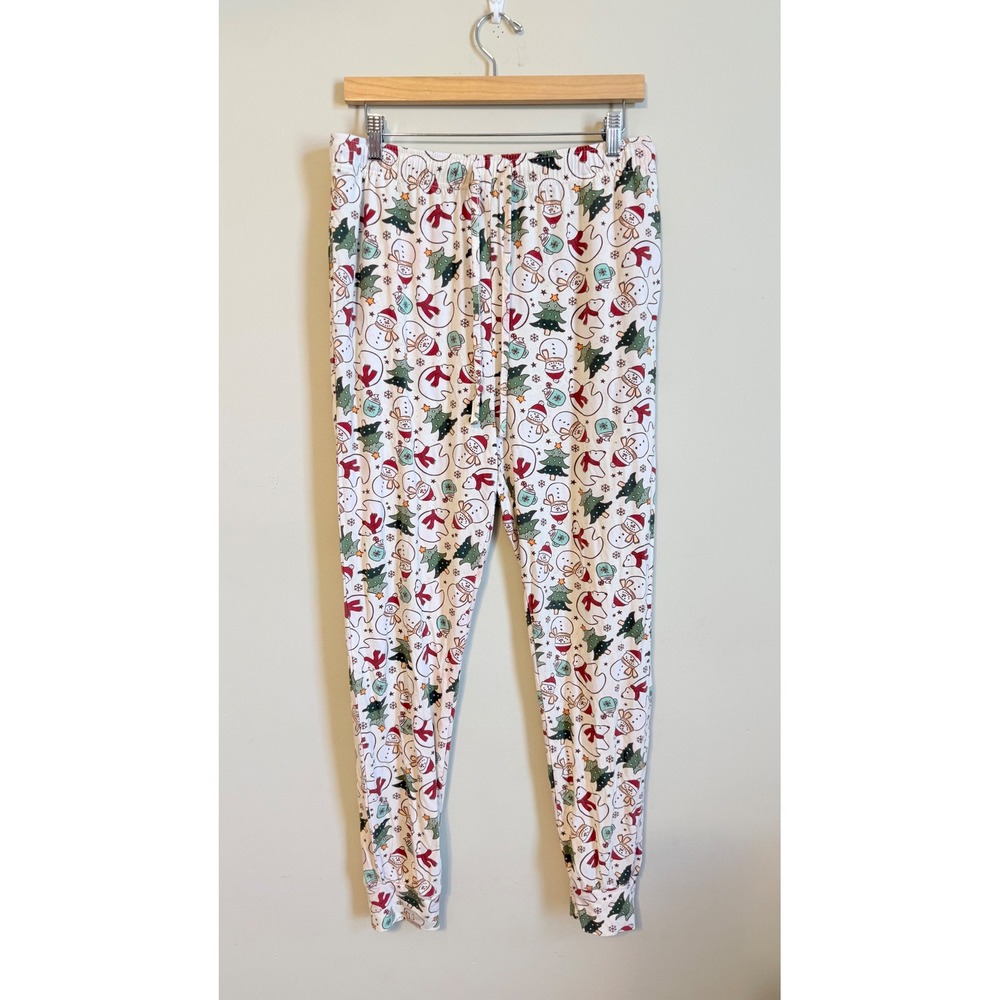 Caden Lane Womens M Bamboo Christmas Pajama Pants Snowman Polar Bear Joggers